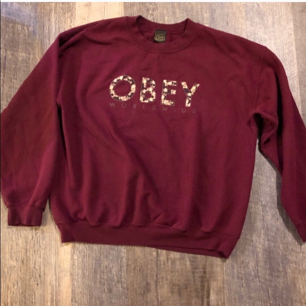 OBEY large burgundy floral sweatshirt